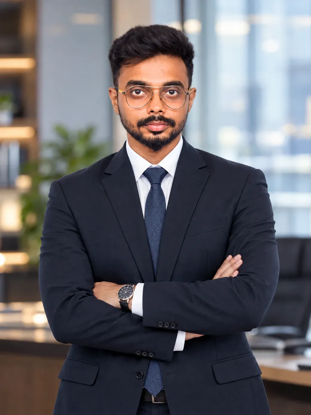 The owner of Da Sun Global, photographed in a modern office
